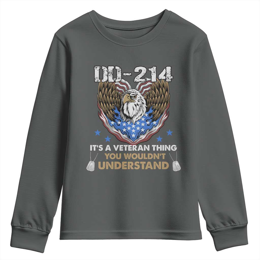 DD-214 Its A Veteran Thing You Wouldnt Understand Youth Sweatshirt Patriotic American Eagle Military Pride Graphic