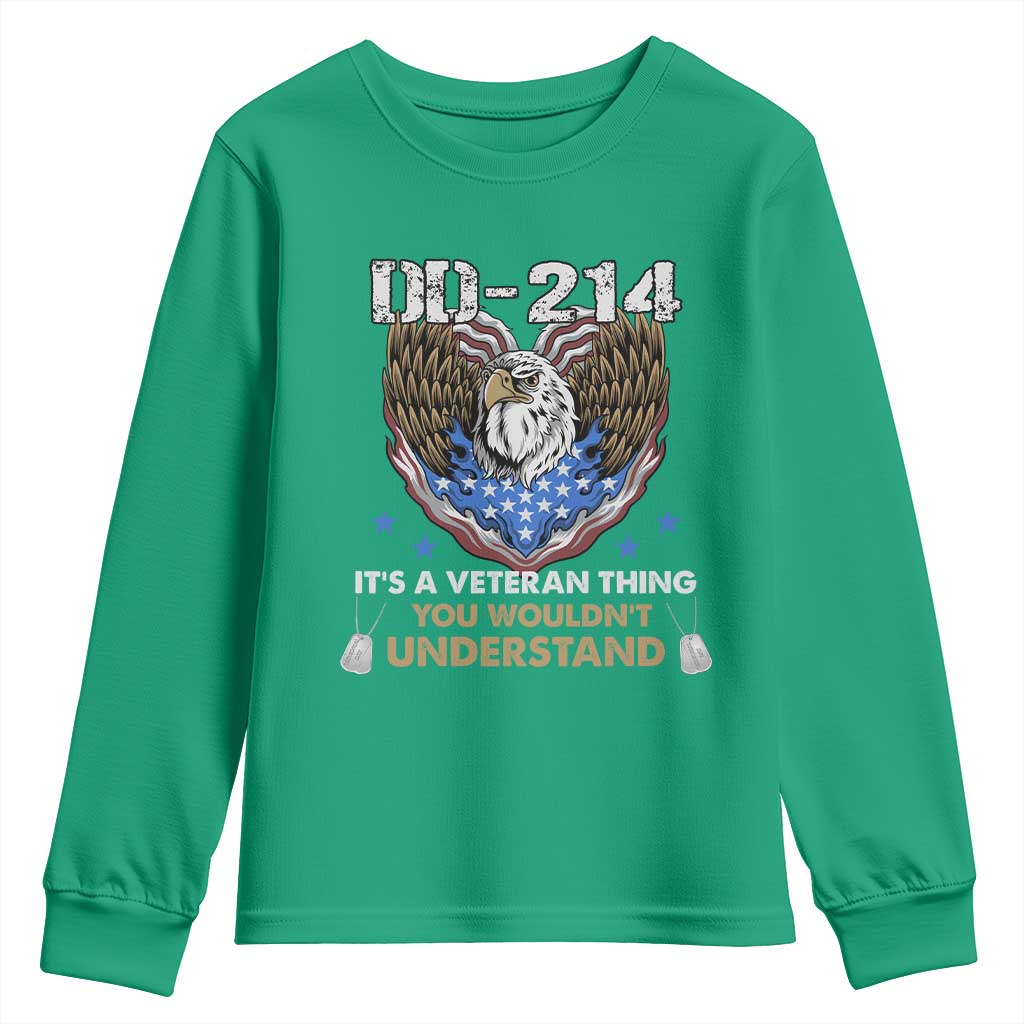 DD-214 Its A Veteran Thing You Wouldnt Understand Youth Sweatshirt Patriotic American Eagle Military Pride Graphic