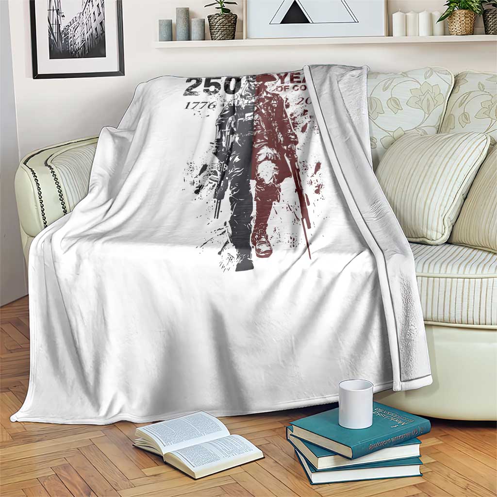 250 Years of Courage Commemorative Patriotic Soldier Throw Blanket American Revolution to Modern Military 1776 to 2026 Semiquincentennial