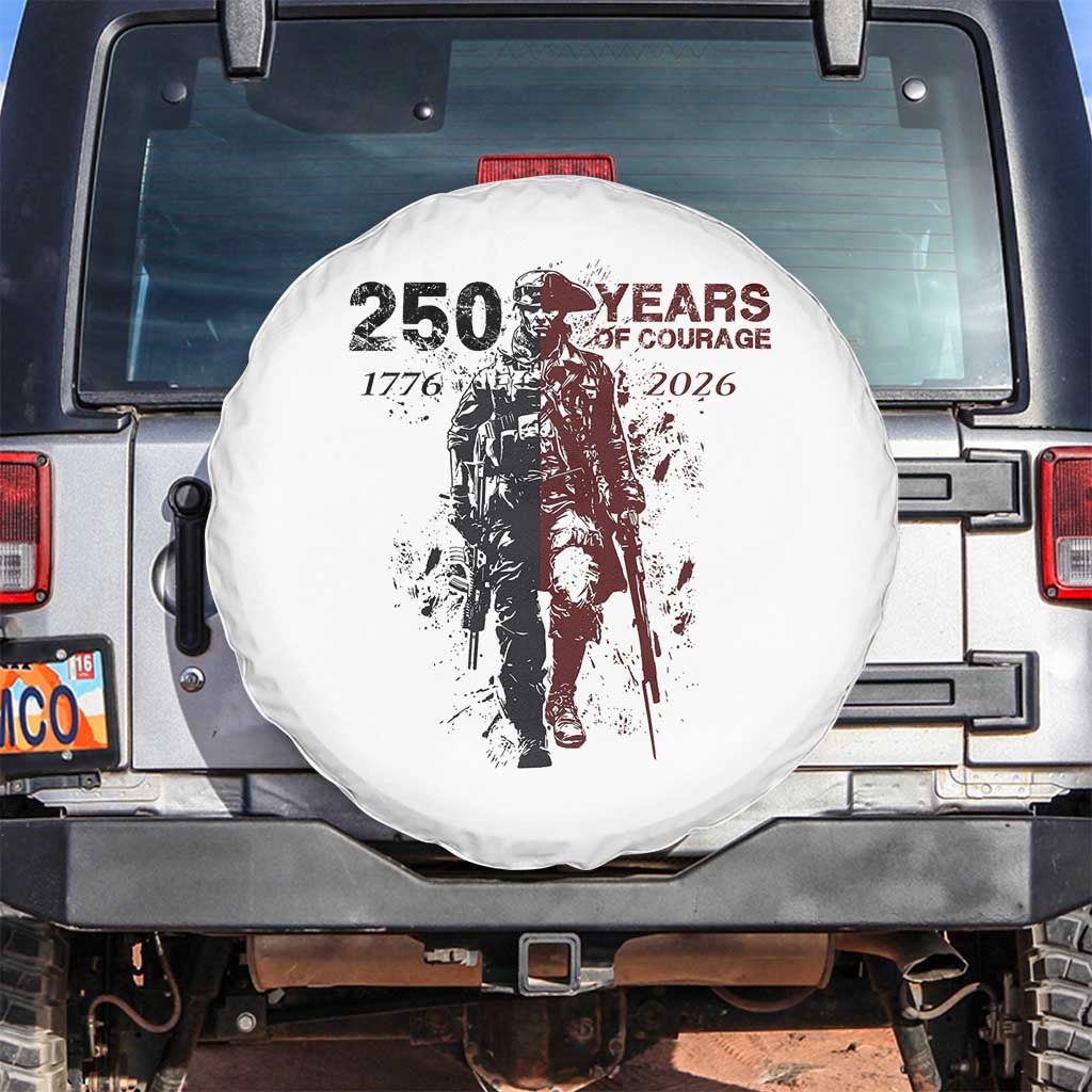 250 Years of Courage Commemorative Patriotic Soldier Spare Tire Cover American Revolution to Modern Military 1776 to 2026 Semiquincentennial
