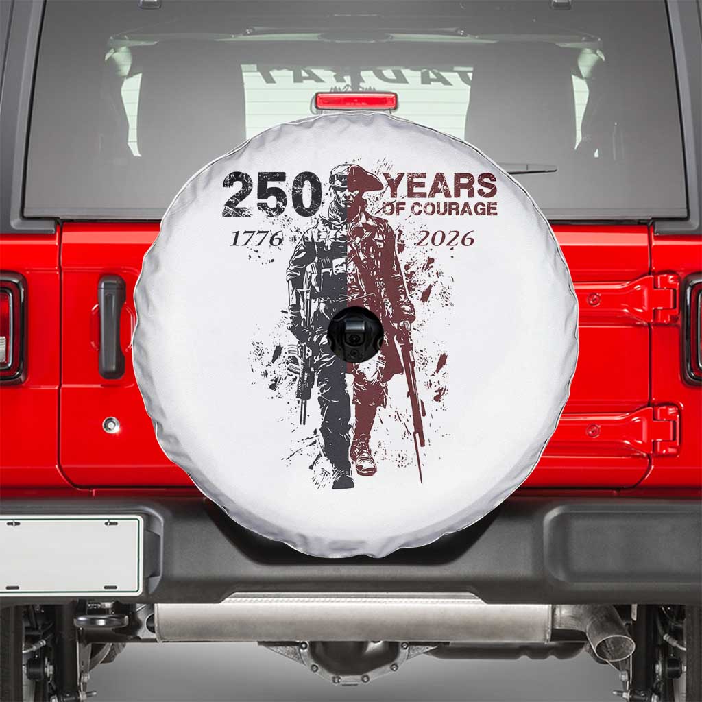 250 Years of Courage Commemorative Patriotic Soldier Spare Tire Cover American Revolution to Modern Military 1776 to 2026 Semiquincentennial