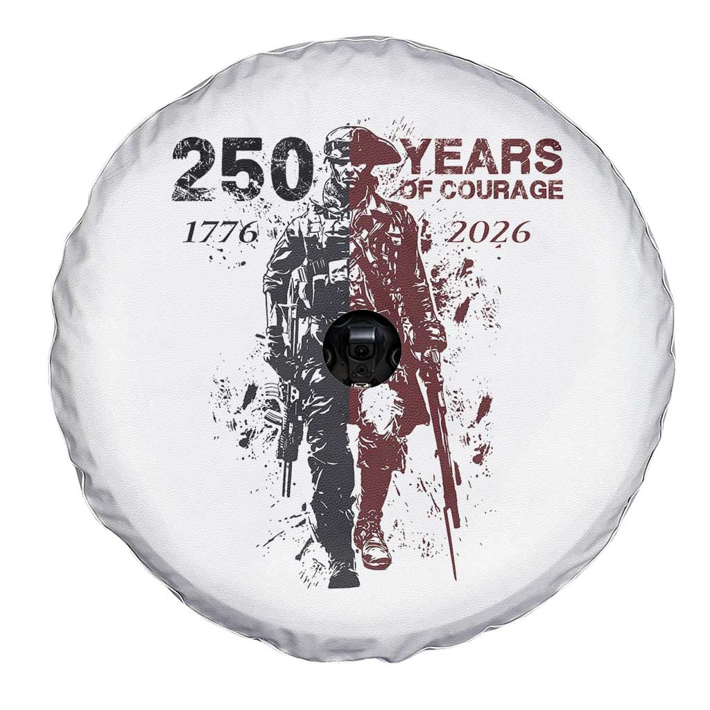 250 Years of Courage Commemorative Patriotic Soldier Spare Tire Cover American Revolution to Modern Military 1776 to 2026 Semiquincentennial