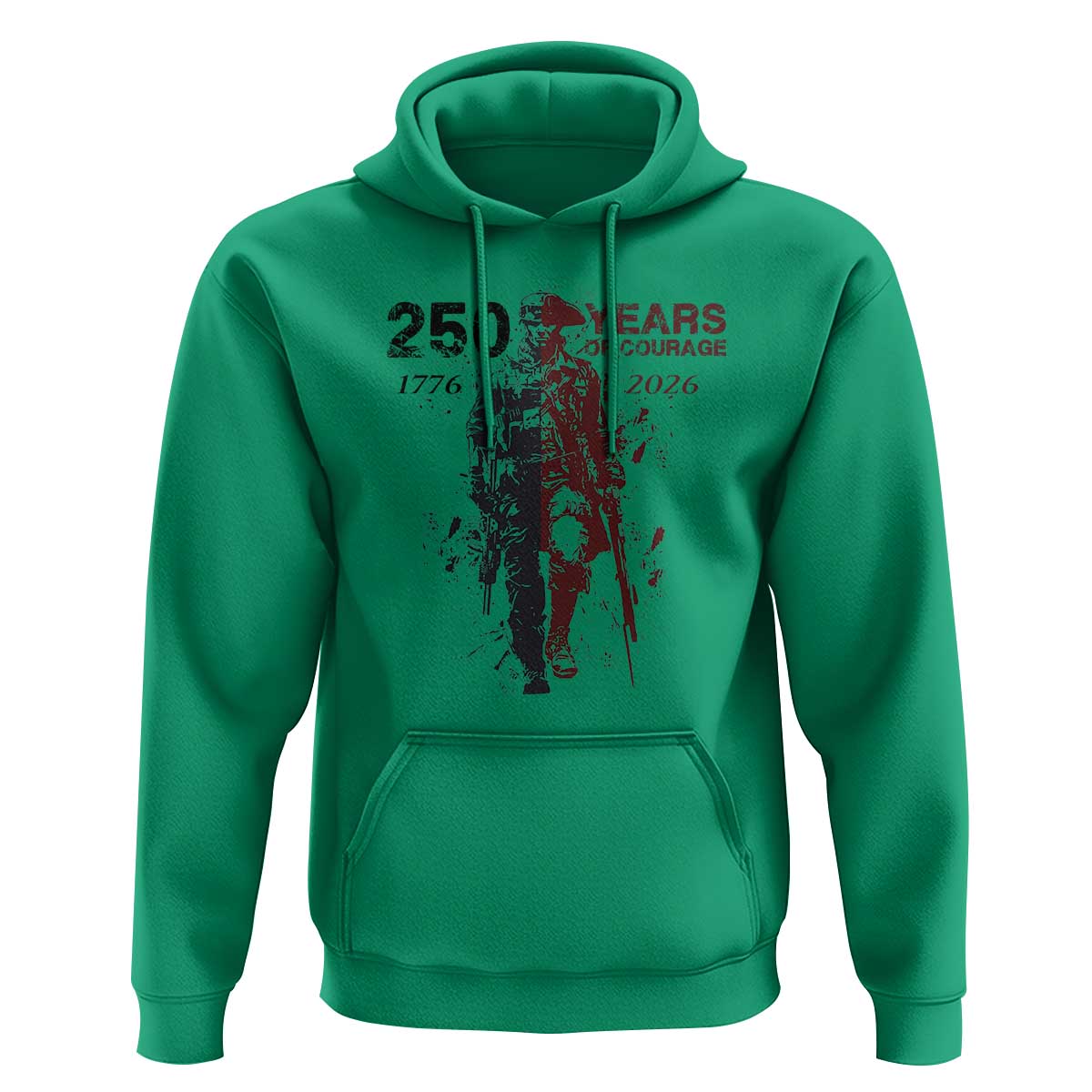 250 Years of Courage Commemorative Patriotic Soldier Hoodie American Revolution to Modern Military 1776 to 2026 Semiquincentennial