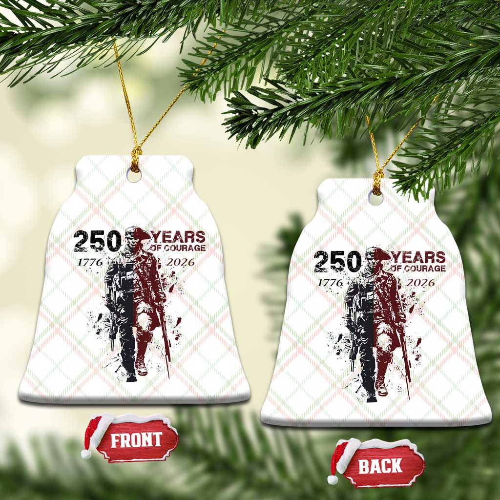 250 Years of Courage Commemorative Patriotic Soldier Ceramic Ornament American Revolution to Modern Military 1776 to 2026 Semiquincentennial