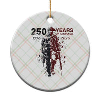 250 Years of Courage Commemorative Patriotic Soldier Ceramic Ornament American Revolution to Modern Military 1776 to 2026 Semiquincentennial