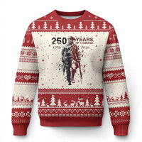 250 Years of Courage Commemorative Patriotic Soldier Ugly Christmas Sweater American Revolution to Modern Military 1776 to 2026 Semiquincentennial