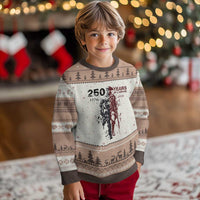 250 Years of Courage Commemorative Patriotic Soldier Ugly Christmas Sweater American Revolution to Modern Military 1776 to 2026 Semiquincentennial