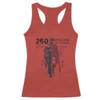 250 Years of Courage Commemorative Patriotic Soldier Racerback Tank Top American Revolution to Modern Military 1776 to 2026 Semiquincentennial