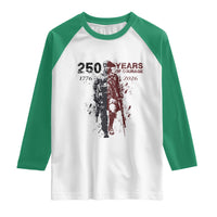 250 Years of Courage Commemorative Patriotic Soldier Raglan Shirt American Revolution to Modern Military 1776 to 2026 Semiquincentennial