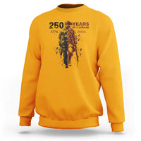 250 Years of Courage Commemorative Patriotic Soldier Sweatshirt American Revolution to Modern Military 1776 to 2026 Semiquincentennial