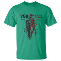 250 Years of Courage Commemorative Patriotic Soldier T Shirt American Revolution to Modern Military 1776 to 2026 Semiquincentennial