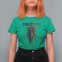 250 Years of Courage Commemorative Patriotic Soldier T Shirt For Women American Revolution to Modern Military 1776 to 2026 Semiquincentennial