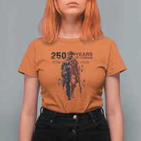 250 Years of Courage Commemorative Patriotic Soldier T Shirt For Women American Revolution to Modern Military 1776 to 2026 Semiquincentennial