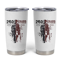 250 Years of Courage Commemorative Patriotic Soldier Tumbler Cup American Revolution to Modern Military 1776 to 2026 Semiquincentennial