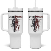 250 Years of Courage Commemorative Patriotic Soldier Tumbler With Handle American Revolution to Modern Military 1776 to 2026 Semiquincentennial