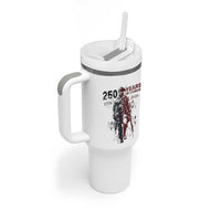 250 Years of Courage Commemorative Patriotic Soldier Tumbler With Handle American Revolution to Modern Military 1776 to 2026 Semiquincentennial
