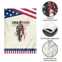 250 Years of Courage Commemorative Soldier Patriotic Garden Flag American Revolution to Modern Military 1776 to 2026 Semiquincentennial