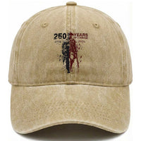 250 Years of Courage Commemorative Patriotic Soldier Washed Cotton Baseball Cap American Revolution to Modern Military 1776 to 2026 Semiquincentennial