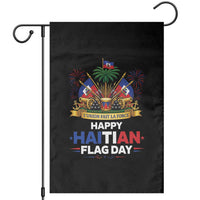 Happy Haitian Flag Day May 18 Heritage Celebration Garden Flag L'Union Fait La Force Coat Of Arms Fireworks