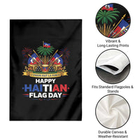 Happy Haitian Flag Day May 18 Heritage Celebration Garden Flag L'Union Fait La Force Coat Of Arms Fireworks