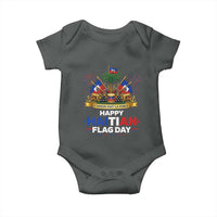 Happy Haitian Flag Day May 18 Heritage Celebration Baby Onesie L'Union Fait La Force Coat Of Arms Fireworks