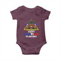 Happy Haitian Flag Day May 18 Heritage Celebration Baby Onesie L'Union Fait La Force Coat Of Arms Fireworks