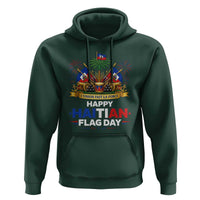 Happy Haitian Flag Day May 18 Heritage Celebration Hoodie L'Union Fait La Force Coat Of Arms Fireworks