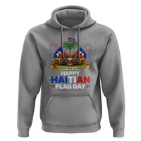Happy Haitian Flag Day May 18 Heritage Celebration Hoodie L'Union Fait La Force Coat Of Arms Fireworks