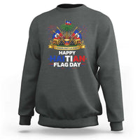 Happy Haitian Flag Day May 18 Heritage Celebration Sweatshirt L'Union Fait La Force Coat Of Arms Fireworks
