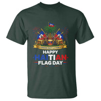 Happy Haitian Flag Day May 18 Heritage Celebration T Shirt L'Union Fait La Force Coat Of Arms Fireworks