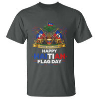 Happy Haitian Flag Day May 18 Heritage Celebration T Shirt L'Union Fait La Force Coat Of Arms Fireworks
