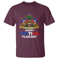 Happy Haitian Flag Day May 18 Heritage Celebration T Shirt L'Union Fait La Force Coat Of Arms Fireworks