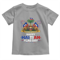 Happy Haitian Flag Day May 18 Heritage Celebration Toddler T Shirt L'Union Fait La Force Coat Of Arms Fireworks