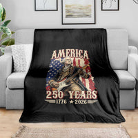 America 250 Years George Washington Rock Star Throw Blanket Funny Electric Guitar Player Vintage American Flag 1776 to 2026 Semiquincentennial