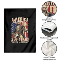 America 250 Years George Washington Rock Star Garden Flag Funny Electric Guitar Player Vintage American Flag 1776 to 2026 Semiquincentennial