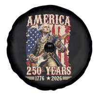 America 250 Years George Washington Rock Star Spare Tire Cover Funny Electric Guitar Player Vintage American Flag 1776 to 2026 Semiquincentennial
