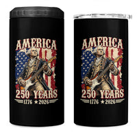 America 250 Years George Washington Rock Star 4 in 1 Can Cooler Tumbler Funny Electric Guitar Player Vintage American Flag 1776 to 2026 Semiquincentennial