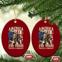 America 250 Years George Washington Rock Star Ceramic Ornament Funny Electric Guitar Player Vintage American Flag 1776 to 2026 Semiquincentennial