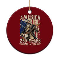 America 250 Years George Washington Rock Star Ceramic Ornament Funny Electric Guitar Player Vintage American Flag 1776 to 2026 Semiquincentennial