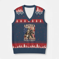 America 250 Years George Washington Rock Star V-Neck Knit Sweater Vest Funny Electric Guitar Player Vintage American Flag 1776 to 2026 Semiquincentennial