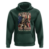 America 250 Years George Washington Rock Star Hoodie Funny Electric Guitar Player Vintage American Flag 1776 to 2026 Semiquincentennial