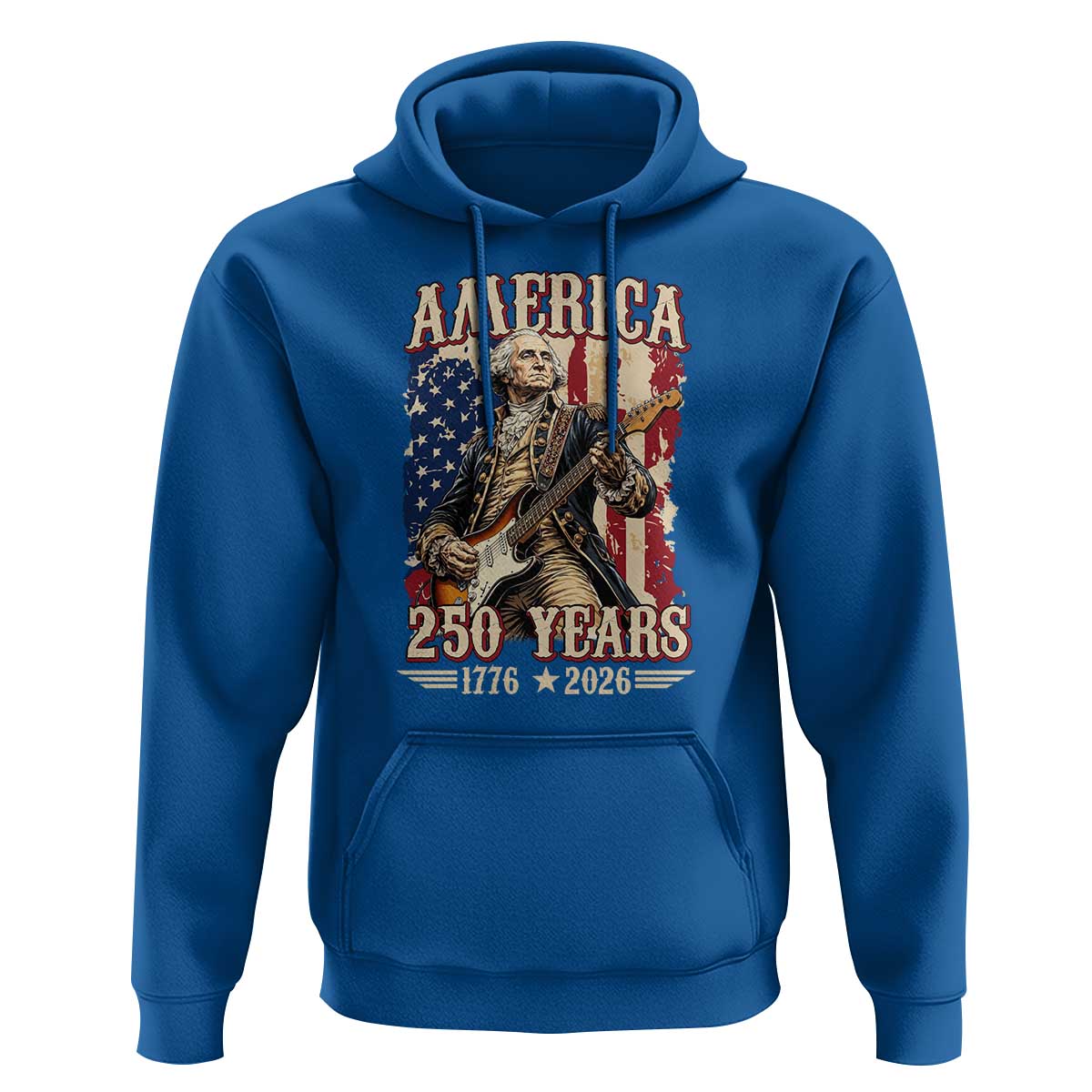 America 250 Years George Washington Rock Star Hoodie Funny Electric Guitar Player Vintage American Flag 1776 to 2026 Semiquincentennial