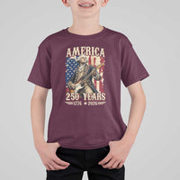 America 250 Years George Washington Rock Star T Shirt For Kid Funny Electric Guitar Player Vintage American Flag 1776 to 2026 Semiquincentennial