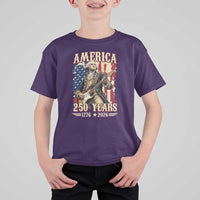 America 250 Years George Washington Rock Star T Shirt For Kid Funny Electric Guitar Player Vintage American Flag 1776 to 2026 Semiquincentennial