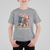 America 250 Years George Washington Rock Star T Shirt For Kid Funny Electric Guitar Player Vintage American Flag 1776 to 2026 Semiquincentennial