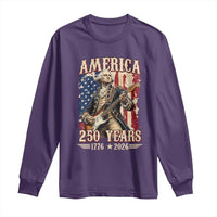 America 250 Years George Washington Rock Star Long Sleeve Shirt Funny Electric Guitar Player Vintage American Flag 1776 to 2026 Semiquincentennial