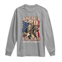 America 250 Years George Washington Rock Star Long Sleeve Shirt Funny Electric Guitar Player Vintage American Flag 1776 to 2026 Semiquincentennial