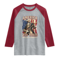 America 250 Years George Washington Rock Star Raglan Shirt Funny Electric Guitar Player Vintage American Flag 1776 to 2026 Semiquincentennial