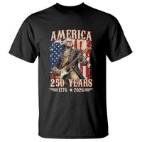 America 250 Years George Washington Rock Star T Shirt Funny Electric Guitar Player Vintage American Flag 1776 to 2026 Semiquincentennial