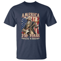 America 250 Years George Washington Rock Star T Shirt Funny Electric Guitar Player Vintage American Flag 1776 to 2026 Semiquincentennial